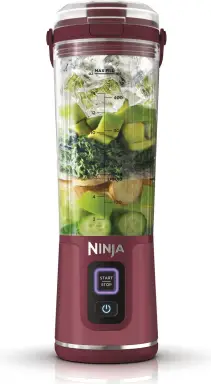 Ninja Blast BC151EUCR Tragbarer Mixer/Blender/Smoothie-Maker, 530 ml Becher, auslaufsicherer Deckel, leistungsstarker Mini-Standmixer, kabellos & wiederaufladbar, zerkleinert Eis & Obst, Cranberry,