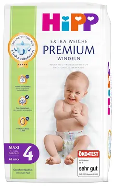 HiPP Extra Soft Premium nappies size 4 (9-14 kg) Maxi 48 pieces