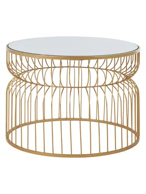Interiors by Premier Side Table Avantis Round Gold Finish/Mirror Top Large