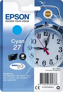 Epson Alarm clock Singlepack Cyan 27 DURABrite Ultra Ink