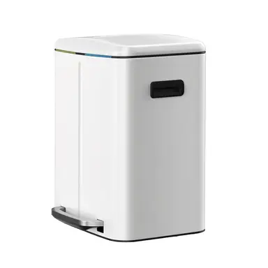 SONGMICSHOME  40L Double Kitchen Bin with Lids, Rubbish Bin, Soft Close with Plastic Inner Buckets, White