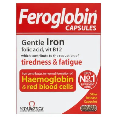 Vitabiotics Feroglobin Slow Release Daily Wellness Support Capsules - 30 Capsules