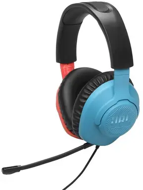 JBL QUANTUM 100N, 3,5 mm kabelgebundenes Over-Ear-Gaming-Headset, ideal für Nintendo, Blau & Rot
