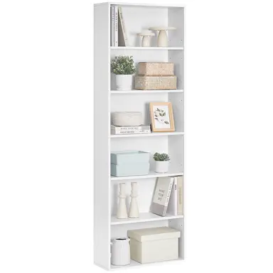 VASAGLE 6-Tier Bookshelf 24x60x178.5cm Open Storage Cloud White