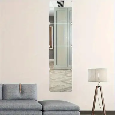 4-delige vierkante PVC-spiegelstickers, samen te voegen, geen boren nodig, zelfklevende spiegel 30×30cm