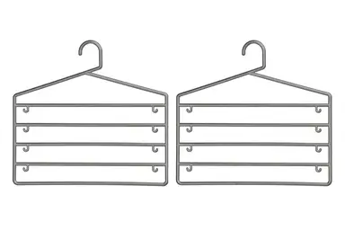 Essentials by Premier Set of 2 Grey Plastic Multi-Tier Trouser Hangers,Garment Organisers,Cloth Hanging Hanger For Wardrobe