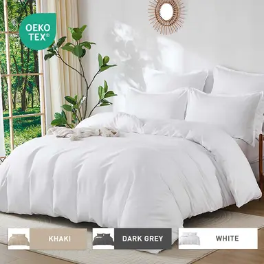 LeBonsoir White Bedding Duvet Cover Set，260x220cm/60x80cmx2 Breathable Durable Soft Comfy， with Zip， 3 Pieces， Includes 1 Duvet Cover & 2 Pillowcases，NO Comforter