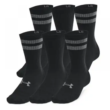 Under Armour Essential Unisex 6-Pack Crew Socks - Black