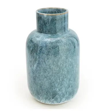Candlelight Vase Bottle Neck Glazed Blue H:25cm