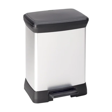Curver Decobin Duo afvalbak met scheiding - 10 liter + 18 liter - Metallic - Premium opbergoplossing, Duurzaam kunststof, Moderne huisorganisatie