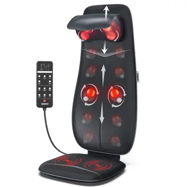 Renpho Neck & Back Massage Cushion, Shiatsu Kneading, Heat Therapy, Adjustable Neck Massager, Deep Tissue Massage, Back Massager, Black