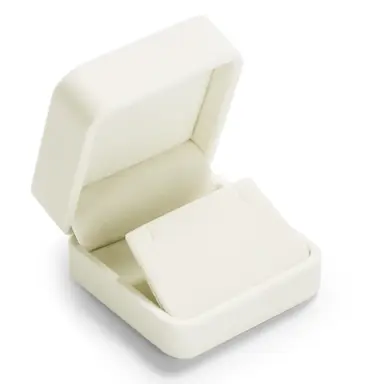 Boîte à bague Oirlv, boîte à boucles d'oreilles en velours blanc pour la présentation de bijoux, boîte à cadeau de fiançailles et de mariage pour les demandes en mariage, les fiançailles, les mariages, boîte à bague de mariée.