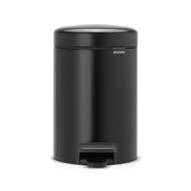 Brabantia NewIcon Pedal Bin, 3 litre, Soft Closing, Plastic Inner Bucket, Matt Black