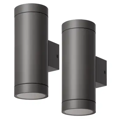 EDISHINE Up and Down Außenleuchte, Anthrazit Wandleuchte Außen, 2er-Set, IP44 wasserdicht, Wandlampe, Außenbeleuchtung für Hauswand, Terrassenbeleuchtung, Balkonlampe, modern, ohne Leuchtmittel