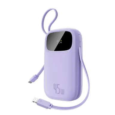 Baseus EnerFill FC31 Qpow 3 Digital Display Power Bank with USB-C+iP Cables 10000mAh 45W Nebula Purple