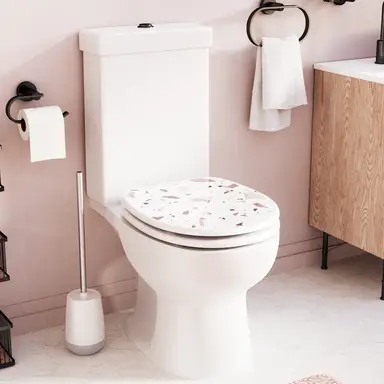 Croydex Flexi-Fix Toilet Seat - Terrazzo Pink