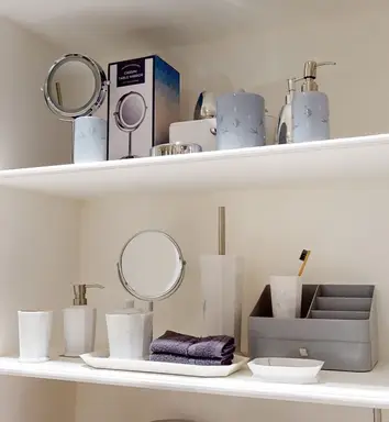 Maison by Premier Grey Marble Effect Towel Tray, Guest Towel Tray With Raised Sides, Cut Corner Polyresin Hand Towel Tray