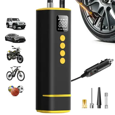 CARSUN Extended Power Cord Wired Inflator – 12V 150PSI Air Compressor for Car Motorcycle Bicycle