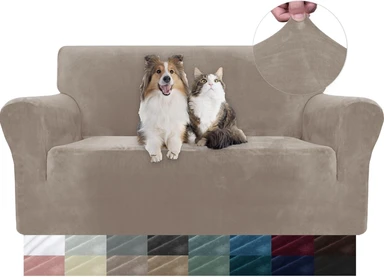 YSTYLE Stretch-Sofa-Bezug, Couchbezug für Couch, Möbelschutzbezug für Sofa mit elastischem Boden, 2-Sitzer, YHR, Khaki