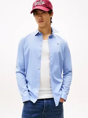 Tommy Hilfiger Tommy Jeans heren poplin overhemd met slanke pasvorm - LAVENDER LUSTRE L