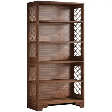 Tribesigns Bookcase, 180 cm High Vintage Standing Shelf, 6 Tier Bookcase, Wooden Bookcase, with Open Display Shelves, for Living Room, Home Office, Industrial Design, Vintage Brown