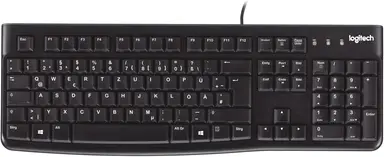 Logitech K120 Kabelgebundene Tastatur für Windows, USB Plug & Play, Vollformat, Spritzwassergeschützt, Gebogene Leertaste, Kompatibel mit PC, Laptop, Deutsches QWERTZ Layout - Schwarz