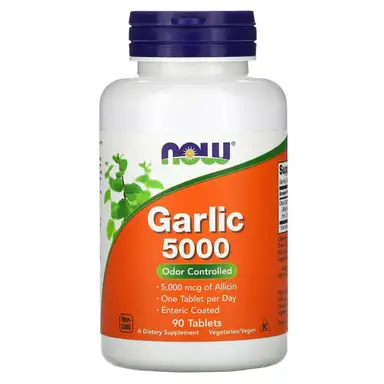 NOW Foods Garlic 5000, Odor Controlled - 90 Tablets
