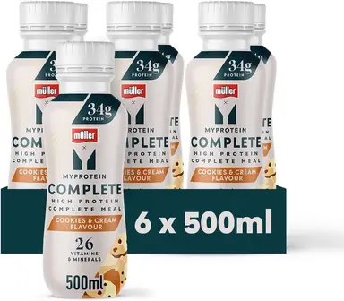 MyProtein Muller Complete Protein Nutrition Shake Cookies & Cream Flavour - 6 x 500ml
