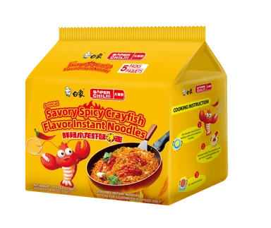 Bai Xiang Da La Jiao - Kreeftachtige rivierkreeften gemengde noedels (5 stuks) 565g