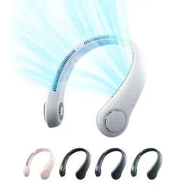 JISULIFE Portable Neck Fan Life 3, Hands Free Bladeless Fan, 5 Speeds, 4000mAh Rechargeable, Wearable Personal Fan, Twistable, White