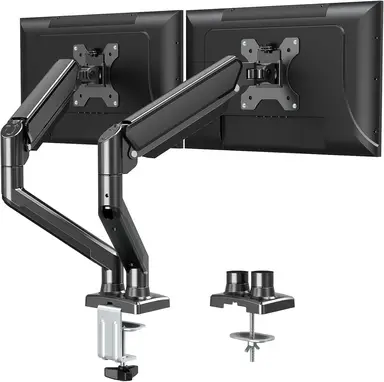 Monitor Mount 2 Monitors for 13-32 Inch Screens with VESA 75/100, Gas Lift 2 Monitor Mounts Tilts 180° Pivoting 180° Rotatable 360° Height Adjustable Monitor Arm 9 kg per Arm