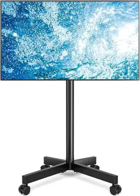 Mobile TV Stand on Wheels for 23-65inch LCD LED Flat/Curved Screen TVs, Height Adjustable Rolling TV Cart Portable Floor Stand Trolley up to 40kg, Max. VESA 400x400mm