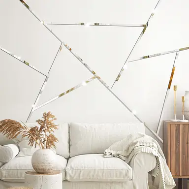 10 Stück PVC-Spiegelaufkleber, vertikale Streifen, goldfarben, selbstklebend, Mehrstückpackung, minimalistischer dekorativer Spiegelsatz für Wohnzimmer und Badezimmer, silber, 3*35cm