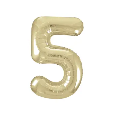 Unique Party Giant Number 5 Balloon, Gold, 86cm