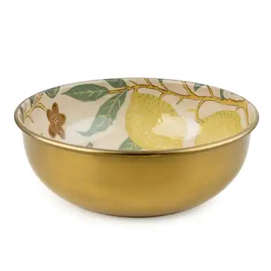 Candlelight Decorative Trinket Bowl Vintage Fruits Metal Gold D:21cm
