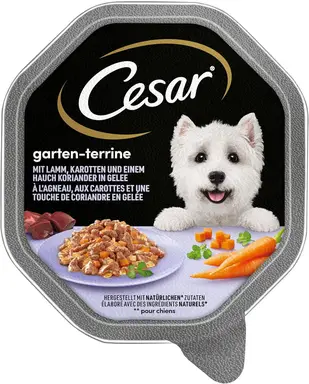 Cesar Garten-Terrine mit Lamm, Karotten und einem Hauch Koriander in Gelee 150 g