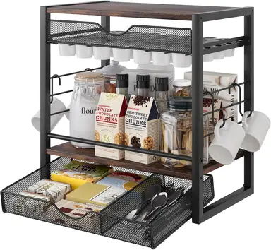 TQVAI 2-stufiger Kaffeebar-Organizer, Neujahrssale, Top-Geschenkideen