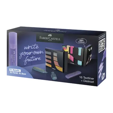 Faber-Castell Highlighter TL 46, Neon, Pastel & Metallic Colours, Set of 16
