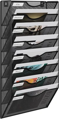 Senhoglb 8 Tier A4 Mesh Wall Pocket File Holder，Black, New Year Sale , Top gift picks