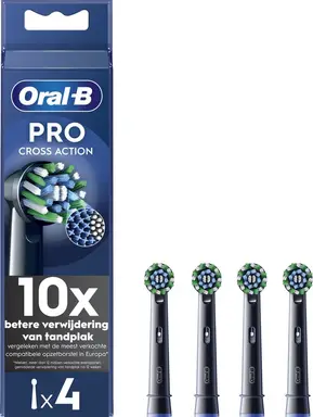 Oral-B Pro Cross Action Black Toothbrush Heads, 4 Counts
