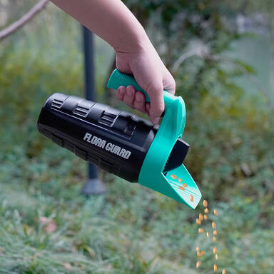 FLORA GUARD Handheld Seed Spreader, Adjustable Dial Salt Spreader, Feed Seeding Fertiliser Spreader For Grass Seed, Garden Lawn and Ice Melt