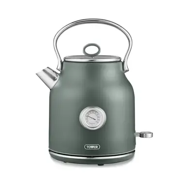 Tower Renaissance Retro Kettle, Quiet Boil, 1.7L, Forest Green - T10063FOR