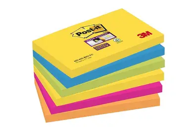 Post-It Super Sticky Notes Carnival Colours 76x127mm, Pack of 6