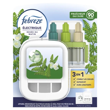 FEBREZE Kit de démarrage désodorisant électrique Rosée du matin