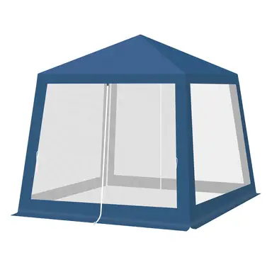 Woltu Pavillon 3x3 m, Gartenpavillon mit Seitenwänden und Moskitonetz, Metall-Gartenlaube, Partyzelt, einfacher Aufbau ohne Werkzeug, für Garten, Terrasse und Hof, blau