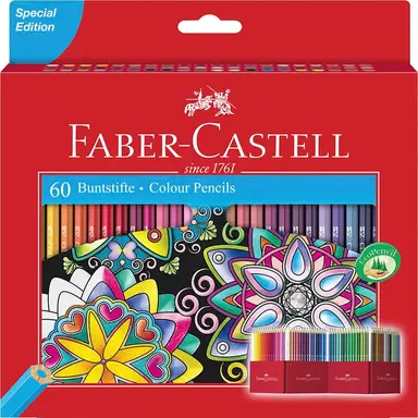 Faber-Castell Classic Colour Pencils, Assorted Colours (Neon, Metallic & Pastel), Wallet of 60