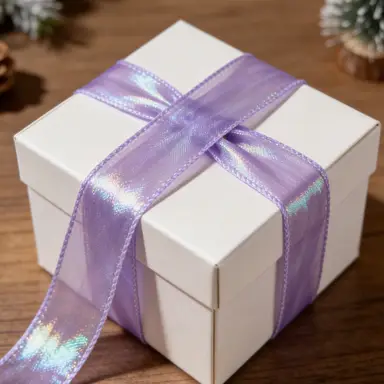 JU7CER 2-piece iridescent fishtail ribbon set [Dreamy Purple] 4.5cm x 9m bow-tie wave-patterned sheer ribbon Solid-colour silk ribbon floral packaging material