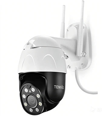 TENVIS 1080P HD Outdoor Smart Surveillance Camera 360° Pan Tilt IP65 Waterproof Full-Color Night Vision Two Way Audio Motion Detection Alexa Compatible White T8864D