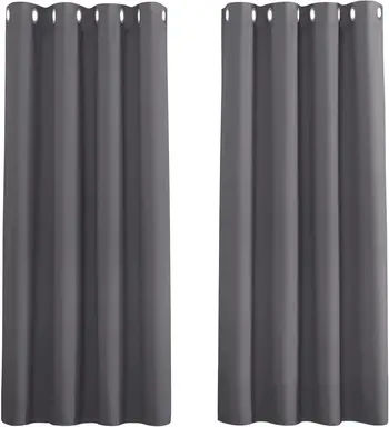 PONY DANCE Eyelet Blackout Curtains, W 46 x L 54inches, 2 Panels, Grey