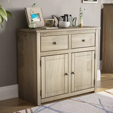 Vida Designs Sideboard Panama 2 Doors 2 Drawers Solid Pine Oak Stain